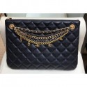 Replica Chanel Lambskin All About Chains Pouch Clutch Bag AP0502 Black 2019 AQ01470