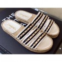 Replica Luxury Chanel Top Quality Chain Lambskin Espadrilles Mules G35931 White/Black 2020 AQ04240