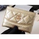 AAA 1:1 Chanel Aged Calfskin Gabrielle Card Holder A84386 Gold AQ01782