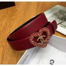 AAA 1:1 Chanel Width 3cm Calfskin Belt With Heart Buckle Burgundy/Black 2020 Collection AQ01531