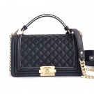 AAA Chanel Boy Medium Flap Bag with Top Handle Black 2019 AQ03068