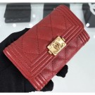 AAA Knockoff Chanel Grained Calfskin Boy Flap Card Holder A80603 Red/Gold AQ02292