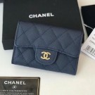 AAA Knockoff Chanel Grained Leather Classic Card Holder AP0214 Navy Blue 2019 Collection AQ02980