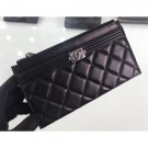 AAA Replica Chanel Lambskin Boy Pouch Clutch Bag A84478 Black/Silver AQ00877