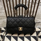AAA Replica Chanel Quilted Lambskin Medium Flap Bag with Ring Top Handle AS1358 Black 2020 Collection AQ01584