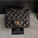 AAAAA Chanel Classic Flap Mini Bag A1115 in Lambskin Leather Black with Vintage Golden Hardware AQ03508