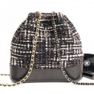 AAAAA Chanel Tweed Drawstring Gabrielle Small Backpack A94485 Black/White 2019 Collection AQ00591
