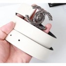 Best 1:1 Chanel Width 3cm Braided CC Logo Buckle Leather Belt White AQ01201