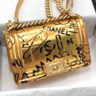 Best Chanel Crocodile Embossed Graffiti Leather Small Boy Flap Bag A67085 Gold 2019 Collection AQ04046