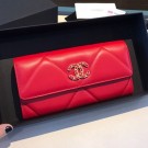 Chanel 19 Goatskin Long Flap Wallet AP0955 Dark Red 2019 Collection AQ01437