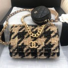 Chanel 19 Houndstooth Tweed Flap Bag and Coin Purse Black/Beige 2019 Collection AQ01587
