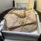 Chanel 19 Medium Maxi-Quilted Fringe Canvas Flap Bag AS1160 Beige 2020 Collection AQ03030