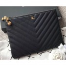 Chanel Caviar Leather Owl Charms Pouch Clutch Bag A82545 Black Cruise 2018 AQ01472