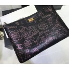 Chanel Crocodile Embossed Printed Leather Reissue 2.55 Pouch Clutch Large Bag A82726 Black 2019 AQ02630