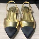 Chanel Lambskin and Satin Slingbacks G35261 Metallic Gold/Black 2020 AQ02563