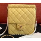 Chanel Lambskin with Imitation Pearls Mini Flap Bag AS0580 Yellow 2019 AQ01240