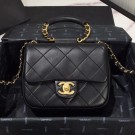 Chanel Quilted Lambskin Small Flap Bag with Ring Top Handle AS1357 Black 2020 Collection AQ04214