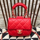 Chanel Quilted Lambskin Small Flap Bag with Ring Top Handle AS1357 Red 2020 Collection AQ02426