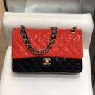Chanel Quilted Patent Calfskin Medium Classic Flap Bag A01112 Red/Black/Gold 2019 Collection AQ01598