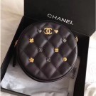 Cheap Chanel Lambskin 18k Charms Round Clutch with Chain A81620 Black 2018 Collection AQ03694