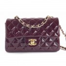 Copy Chanel Patent Leather Small Classic Flap Bag A1116 Burgundy/Gold AQ02954