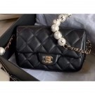 Designer Chanel Logo Chain Pearl Small Flap Bag AS1436 Black 2020 AQ00989