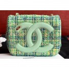 Fake Chanel CC Logo Coco Flap Bag AS0321 Tweed Light Green 2019 AQ03288