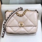 Fake Chanel Lambskin 19 Small Flap Bag AS1160 Light Apricot 2019 Collection AQ03653