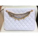 Fake Chanel Lambskin All About Chains Pouch Clutch Bag AP0502 White 2019 AQ03671