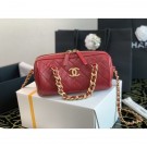 Fake Chanel Quilted Lambskin Bowling Bag with Chain Top Handle Red 2020 Collection AQ03613