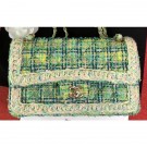 Fake Chanel Tweed Braided Classic Flap Medium Bag Light Green 2019 AQ01772