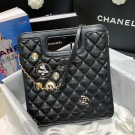 Fashion Chanel Aged Calfskin Small Shopping Bag With Charm AS1431 Black 2020 Collection AQ02387