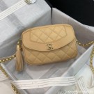 Fashion Chanel Lambskin Tassel Camera Case AS0001 Light Beige 2019 Collection AQ03095
