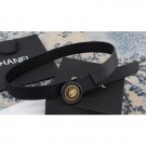 Imitation AAA Chanel Calfskin Belt with CC Round Buckle 35MM Width Black 2018 AQ03512