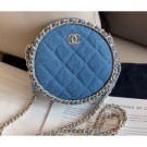 Imitation Chanel Chain Around Round Clutch with Chain AP0739 Denim Light Blue 2019 AQ01151