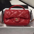 Imitation Chanel Quilted Lambskin Classic Small Flap Bag with Top Handle AS1114 Red 2019 Collection AQ01211