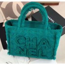 Imitation Chanel Wool Tweed Medium Zipped Shopping Bag AS0976 Green 2019 Collection AQ04373
