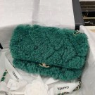 Imitation High Quality Chanel Shearling Lambskin Small Flap Bag AS1199 Green 2019 Collection AQ02018