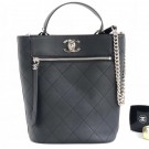 Knockoff Chanel Calfskin Front Zip Large Bucket Bag AS0578 Black 2019 AQ02719