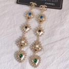 Knockoff Chanel Crystal Heart Long Earrings AB2404 Blue/Green 2019 Collection AQ02389
