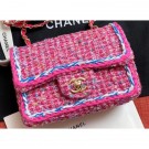 Knockoff Chanel Tweed Braided Classic Flap Small Bag Fuchsia 2019 AQ01874