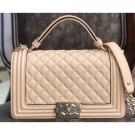 Replica Chanel Boy Medium Flap Bag with Top Handle Beige 2019 AQ01481