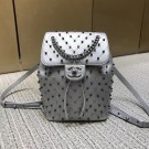 Replica Chanel chevron studed backpack silver 2019 AQ03583