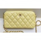 Replica Chanel Iridescent Pearl Caviar Classic Clutch with Chain Bag A82527 Yellow 2019 AQ02480
