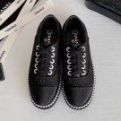 Replica Chanel Pearl Fabric Sneakers Black 2020 Collection AQ00730