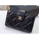 Replica Chanel Small Card Holder 31522 Lambskin Black AQ00785