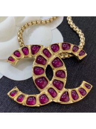 AAA 1:1 Chanel Burberrygundy Resin Stones CC Pendant Necklace AB1804 2019 Collection AQ01653