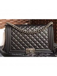 AAA 1:1 Chanel Lambskin Boy Flap New Medium Bag Black/Silver AQ03713