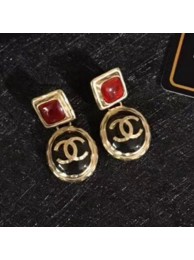 AAA 1:1 Chanel Resin Stone Short Earrings AB2985 Burgundy/Gold/Black 2020 Collection AQ00796