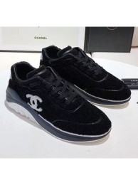 AAA 1:1 Chanel Terry-cloth & Goatskin Classic Sneaker Black 02 2020 Collection AQ01557